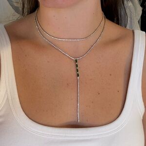 Bracha Gold Layered Necklace with Green Accent